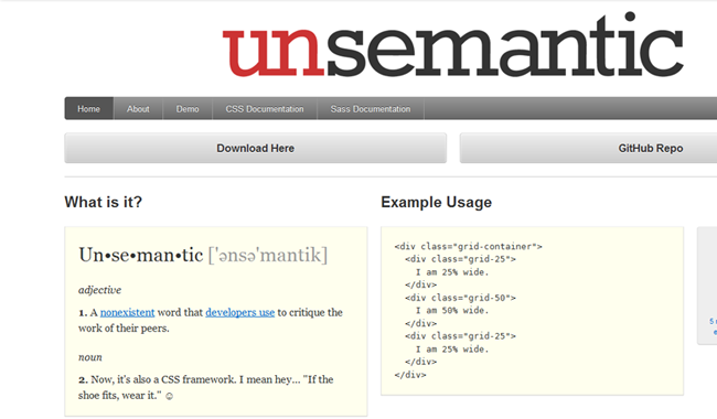 Unsemantic CSS Framework