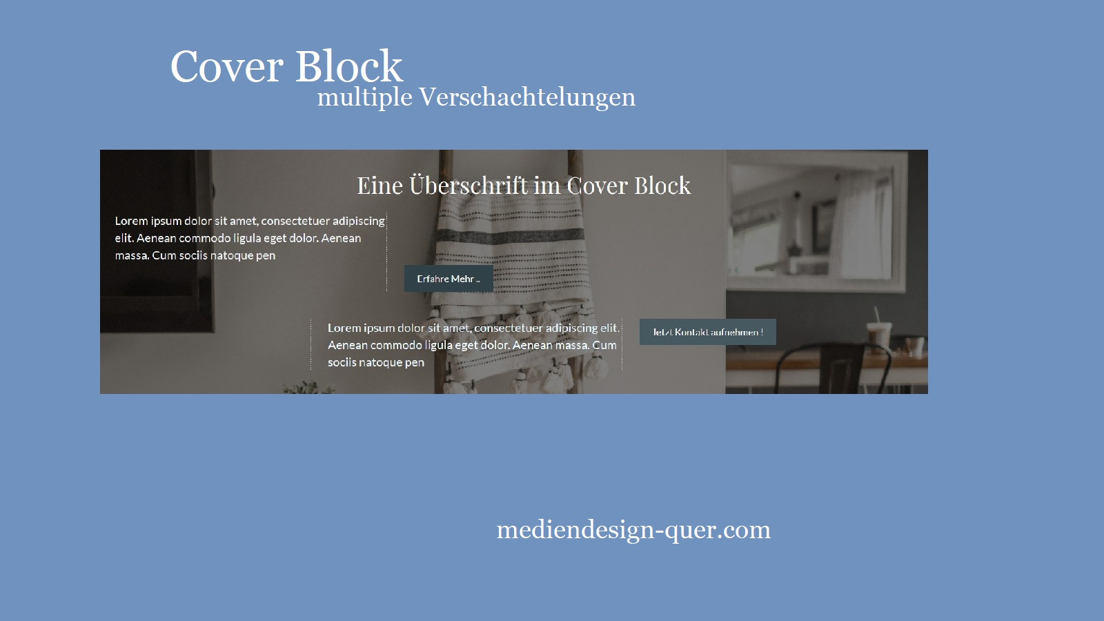 WordPress Gutenberg 6.2 – Verschachtelter Cover Block und Media & Text Block