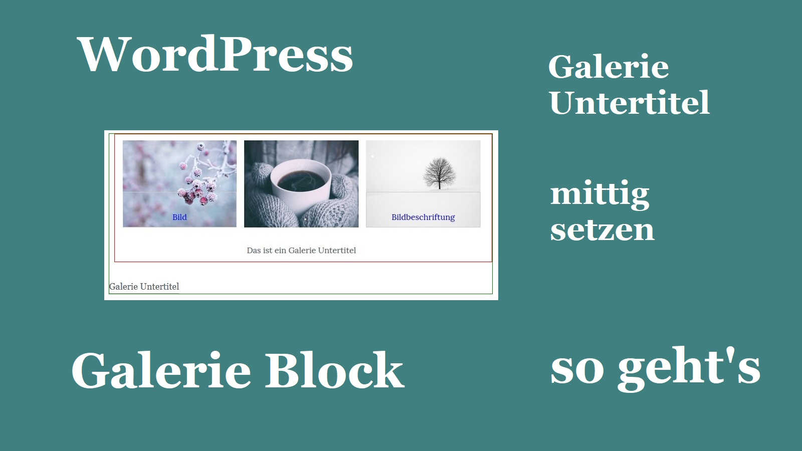 WordPress: Galerie Untertitel im Block mittig setzen – so geht’s