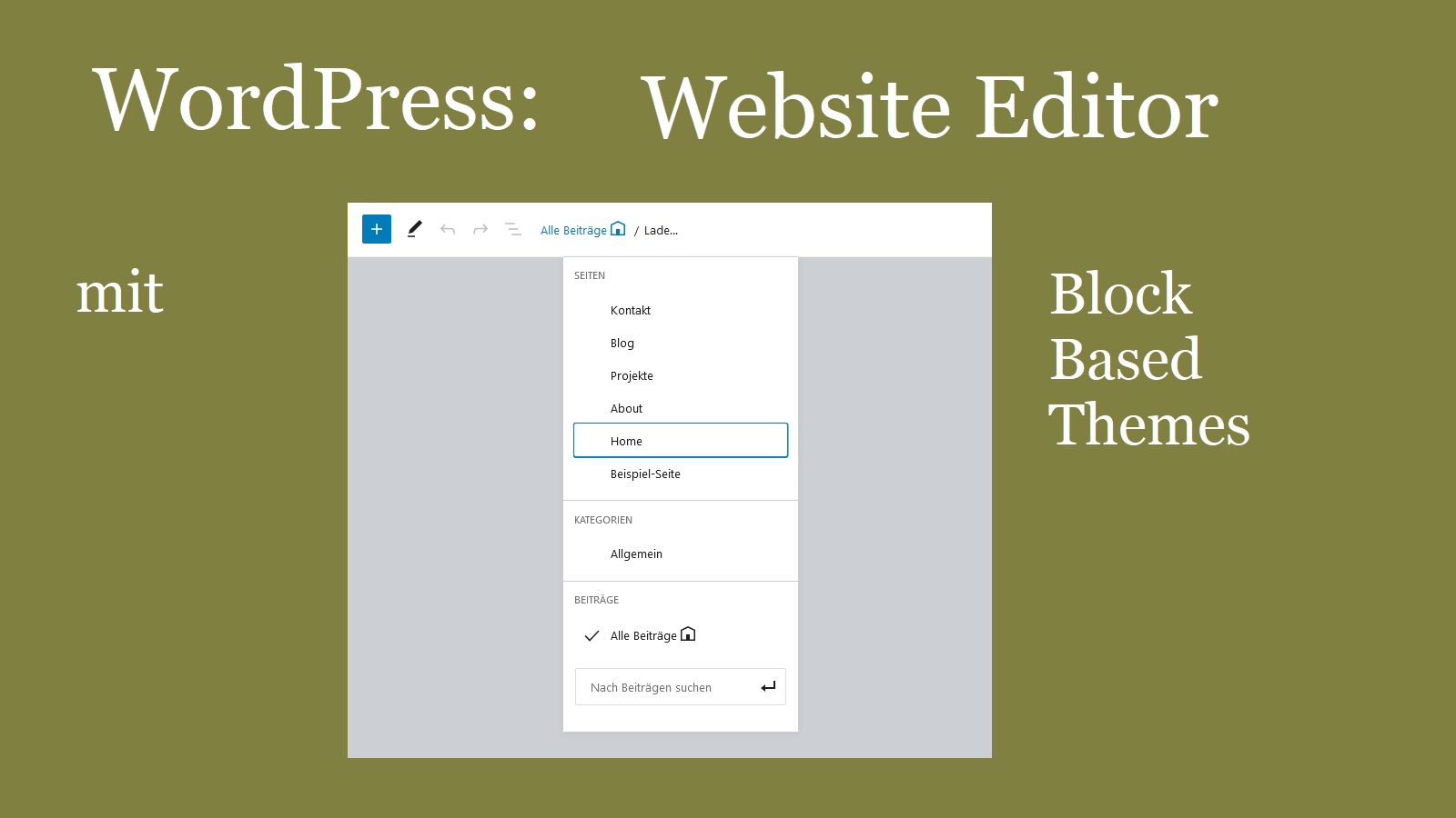WordPress Website Editor & Block Based Themes, Front Page erstellen