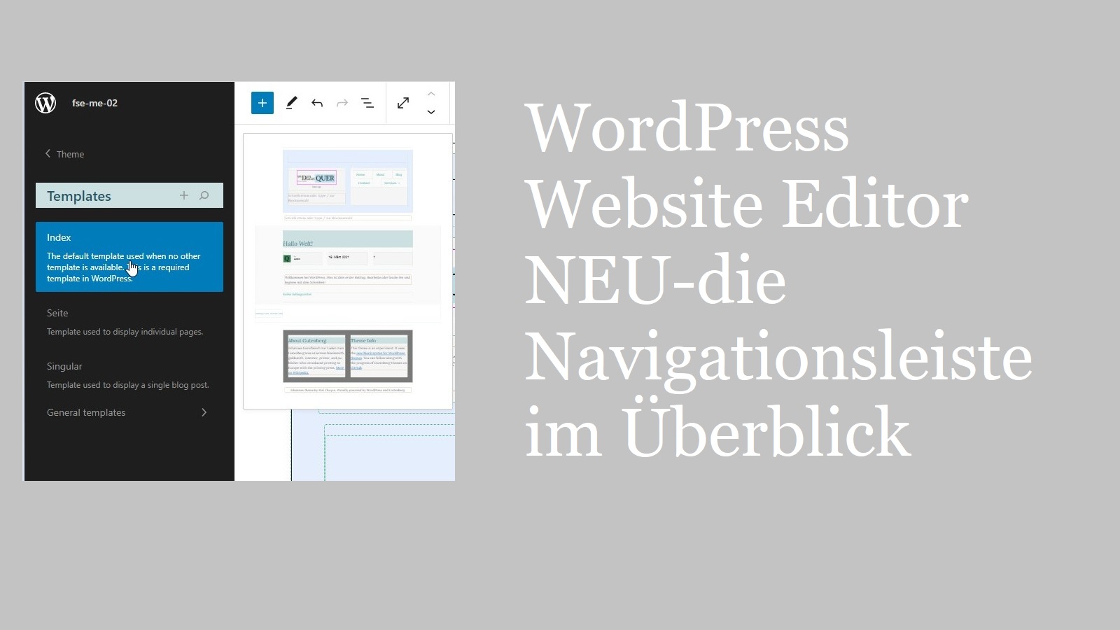 WordPress Website Editor NEU-die Navigationsleiste im Überblick