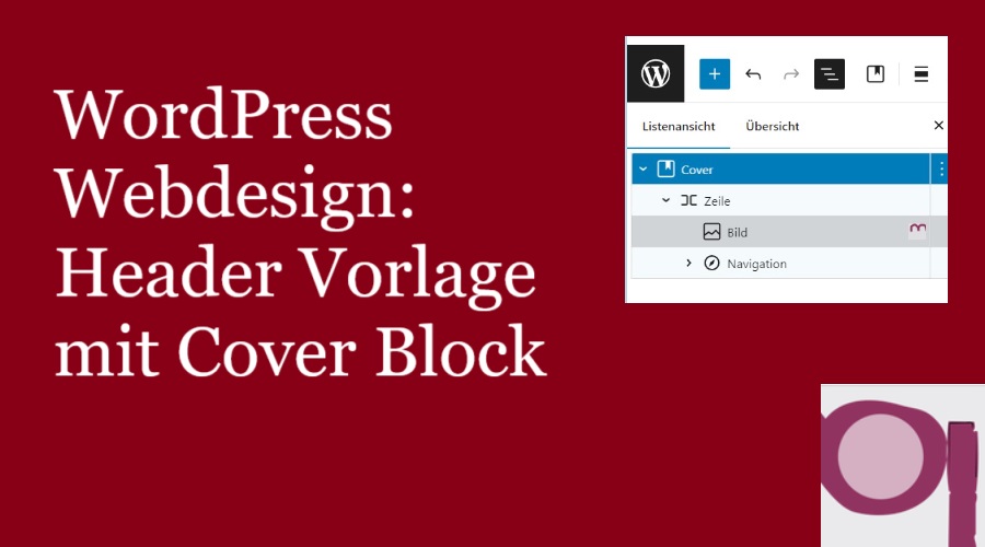 WordPress Webdesign: Header Vorlage mit Cover Block